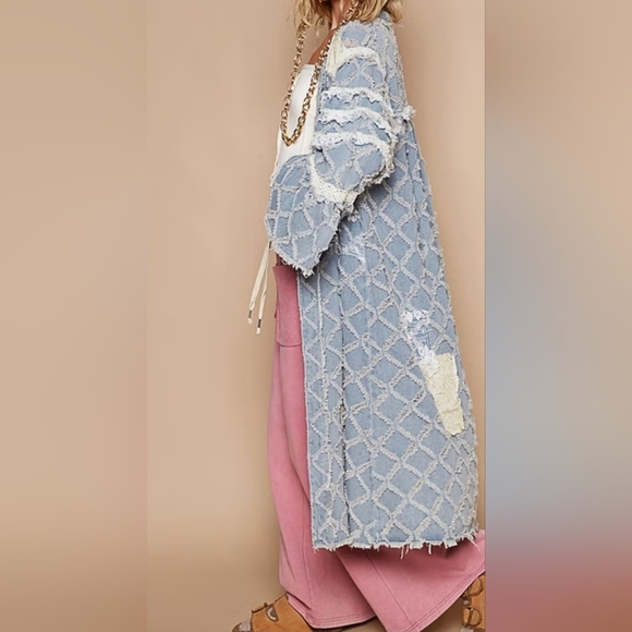 POL Denim Flared Sleeve Open Cardigan. SZ S. NWOT - Picture 5 of 12